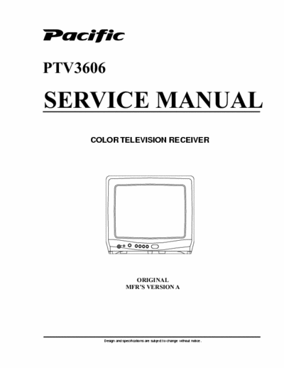 Pacific, TOSHIBA PTV3606 service manual